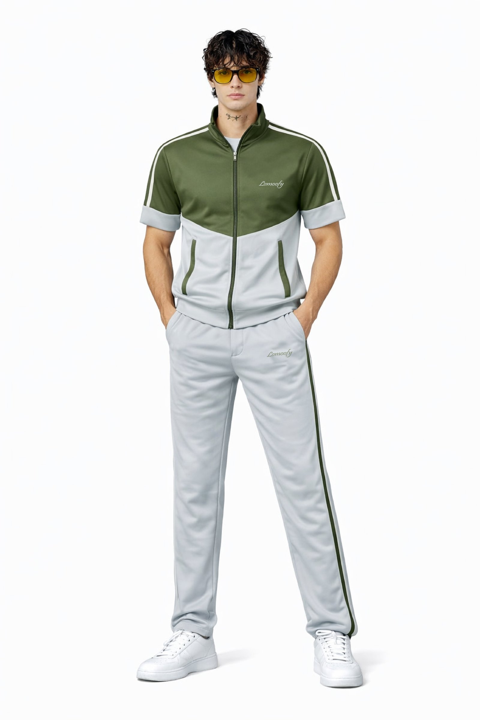 dual-tone tracksuit dark green